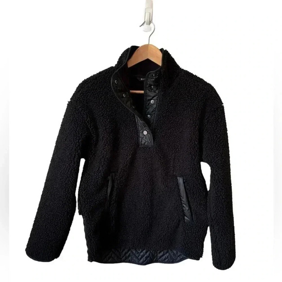 Athleta Tops Athleta Cozy Sherpa Snap Sweatshirt Black Size XS Pockets - Picture 2 of 12